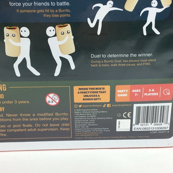 Throw Throw Burrito By Exploding Kittens Extreme Outdoor Edition Card Game New - Picture 8 of 12